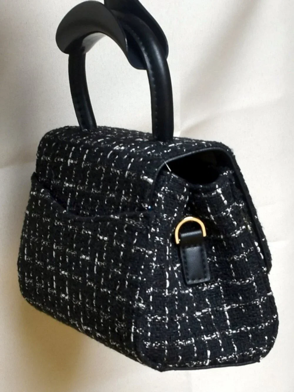 Jason Wu Mini Tweed Top Handle Crossbody Bag Black Lurex Woven Texture - Picture 10 of 15